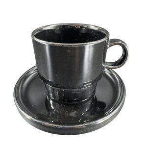 Bauhaus Trend Pacific Stoneware Ceramic Teacup And Saucer Set Black Japan